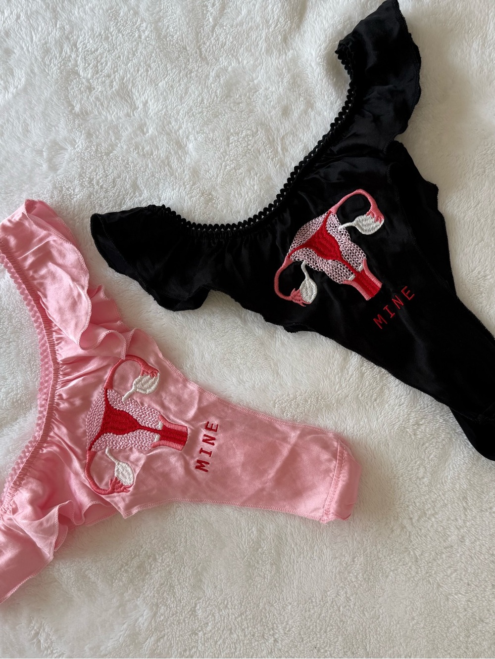 FASHION BRAND COMPANY Silky Pink and Black MINE Uterus Panties Size S/XS